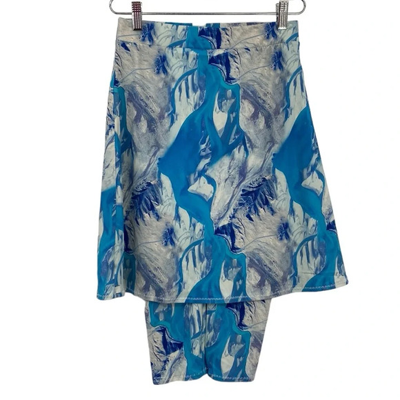 Sweet Lemon Thyme Skirt Leggings Womens Size‎ Small Blue White Watercolor Modest - Picture 1 of 9